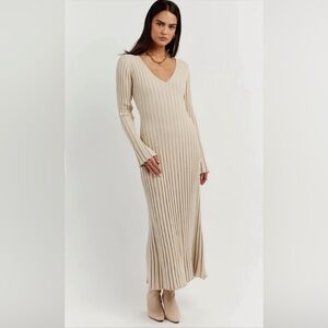 DISSH Reign Stone Long Sleeve Knit Midi Dress Elegant Modern Quiet Luxury L